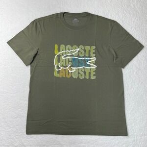 Lacoste Logo T-Shirt Cotton Short Sleeve‎ Olive Green Men's US Size XL VTG NWT